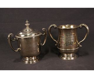 PAIR OF STERLING SILVER URNS. 