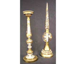 MIXED LOT LUCITE CANDLESTICK AND DECORATIVE SPIKE