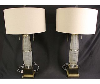 PAIR OF CONTEMPORARY GLASS TABLE LAMPS