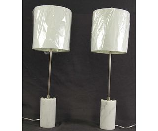 PAIR OF CONTEMPORARY MARBLE BASE TABLE LAMPS