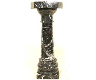 BLACK AND WHITE VAINED ITALIAN MARBLE PEDESTAL