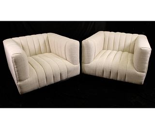 PAIR OF CHANNEL BACK CLUB CHAIRS BY DOVETAIL FURN.