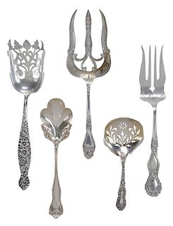 Five Elaborate Sterling Serving Pieces