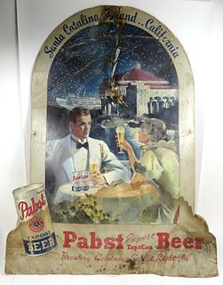 1937 Pabst Export Beer Santa Catalina Cardboard Sign, Milwaukee, Wisconsin