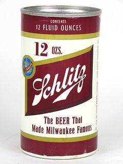 1954 Schlitz Beer (extruded aluminum test can) 12oz Flat Top Can T240-28, Brooklyn, New York