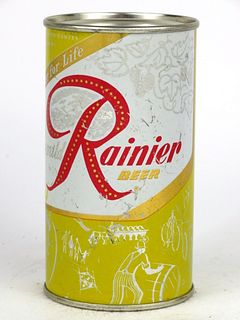 1956 Rainier Jubilee Beer (Muddy Yellow) 12oz Flat Top Can, Seattle, Washington