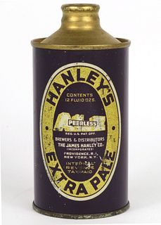 1937 Hanley's Extra Pale Ale 12oz J-Spout Cone Top Can 168-15, Providence, Rhode Island