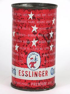1954 Esslinger Parti Quiz Beer 12oz Flat Top Can 60-31, Philadelphia, Pennsylvania