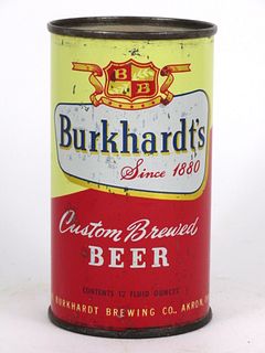 1953 Burkhardt's Custom Brewed Beer 12oz Flat Top Can 47-09v, Akron, Ohio