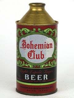 1952 Bohemian Club Beer 12oz Cone Top Can 154-02, Boise, Idaho