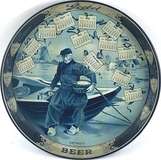 1913 Goebel Beer 1913 Calendar 12 inch Serving Tray, Detroit, Michigan