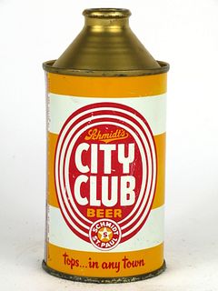 1953 Schmidt's City Club Beer 12oz Cone Top Can 184-17, Saint Paul, Minnesota