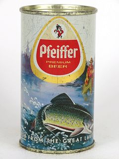 1957 Pfeiffer Premium Beer (Trout) 12oz Flat Top Can 114-14, Detroit, Michigan