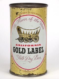 1954 California Gold Label Beer 12oz Flat Top Can 47-37, San Francisco, California