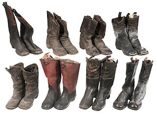 Eight Pairs Children's Leather Boots