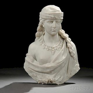 Cesare Lapini (Italian, 1848-1893)       Carrara Marble Bust of an Orientalist Beauty
