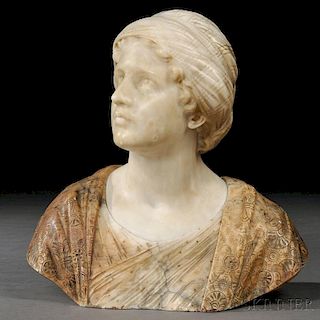 After Professor Giuseppe Bessi (Italian, 1857-1922)       Alabaster Bust of a Woman