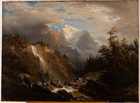5493046: Francois Diday (Swiss, 1802-1877), Mountainous
 Landscape, Oil on Canvas laid on Board, 1869 E8VDL