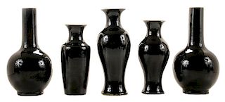 Five Vases with Mirror Black Glaze