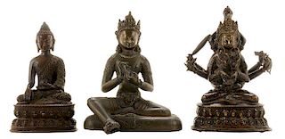 Three Sino-Tibetan Bronze Seated