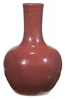 Monumental Copper-Red Bottle Vase