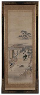 Finely Executed Ink and Color Scroll