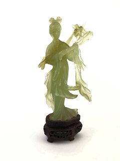 Chinese Hand Craved Green Quartz Figure