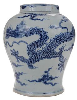 Large Ming Style Blue and White Dragon