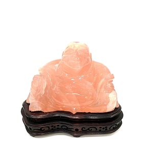 Chinese Carved Rose Quartz Buddha