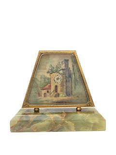Antique Viennese Austrian Painting Miniature Clock