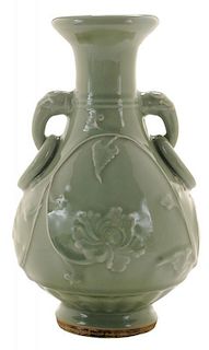 Ming Style Celadon Molded Pear-Shaped