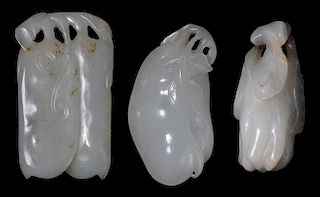 Three Finely Carved White Jade