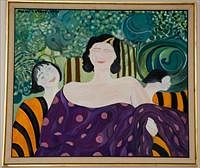 5085411: Marion Vinot (USA/France, 20th/21st Century), Three
 Ladies, Acrylic on Canvas EL2QL