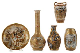 Four Finely Decorated Satsuma Pottery
