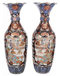 Pair of Monumental Imari Floor Vases