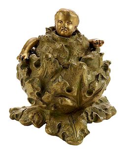 Gilt Bronze Baby and Cabbage-Form