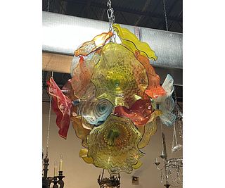 CHIHULY STYLE BLOWN GLASS CHANDELIER