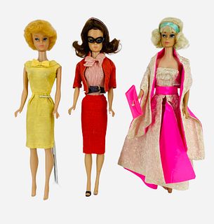 (3) Vintage Barbies including a blonde bubble Cut, Fashion Queen w/ Brown wig and an OOAK platinum blonde Barbie - Platinum Blonde OOAK Barbie (with r