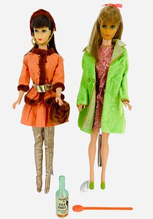 (2) Mod barbies - both have Barbie straight body with different heads. Nice Mod Clothes.