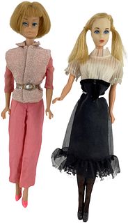 (2) Vintage Barbies including (1) American Girl Barbie wearing the hostess set - Beautiful hair and makeup - Has leg issues - (1) Standard Barbie's he