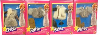 (4) very HTF SuperSize Barbie boxed outfits . These 4 Barbie outfits has Genuine fur, leather and wool. There is (2) of the same outfit and the other 