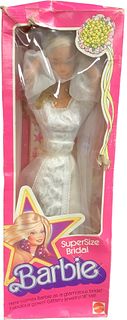 A beautiful SuperSize Bridal Barbie in original box. She is a great doll to add to your collection. Barbie does have her box in bad shape & Barbie may