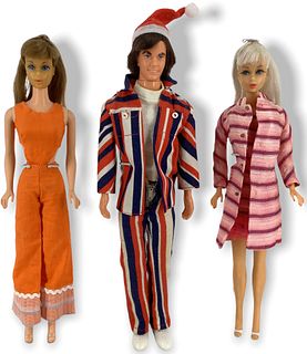 (2) Mod Barbies & (1) Mod Ken - (1) Brunette Standard Body Barbie with long brown hair & head has a darker color - TNT Blonde Barbie may/may not have 