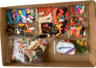 Box of miscellaneous treasure trove of shoes for Barbie and Friends