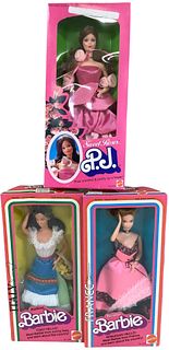 (3) Beautiful 1980's Barbies in boxes including - (1) Sweet Roses P.J. - (1) Parisian Barbie & (1) Italian Barbie. These (3) Barbies are in original b