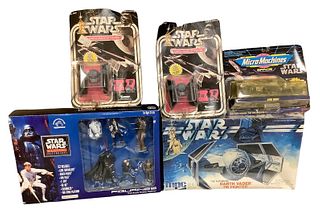 Lot of 5 including Star Wars Classic Collectors Series (#19493) figurines (box has tag mark), Star Wars Darth Vader Tie Fighter build scale model kit 