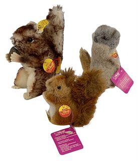 Lot of (3) Steiff including 4" Kecki Squirrel 1978-1985 has tag, 7" Perri Squirrel. 2968-1980 has tag and 5" Piff Marmot 1978-1985 w/ear tag.