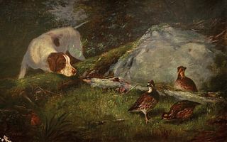 Arthur Fitzwilliam Tait (1819-1905), Dog with Three Quail