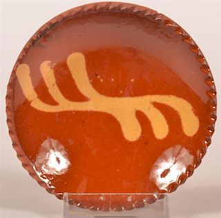 19th C. Slip Decorated Redware Tody Plate