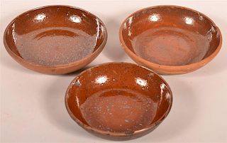 Set of Three PA Redware Glazed Pie Plates
